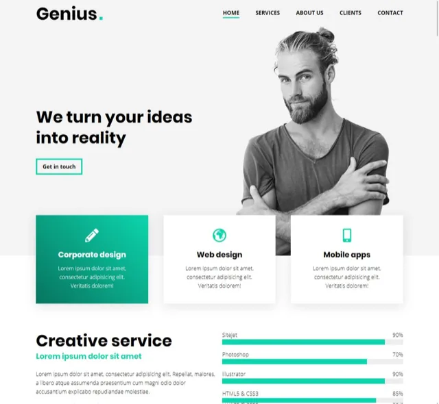 Plantilla de agencia creativa con servicios