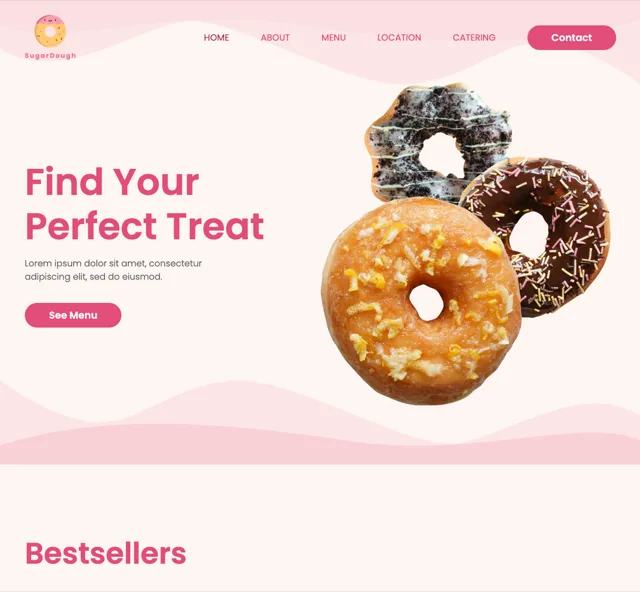 Plantilla de panadería con foto de productos y menú