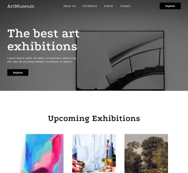 Plantilla de museo con exposiciones